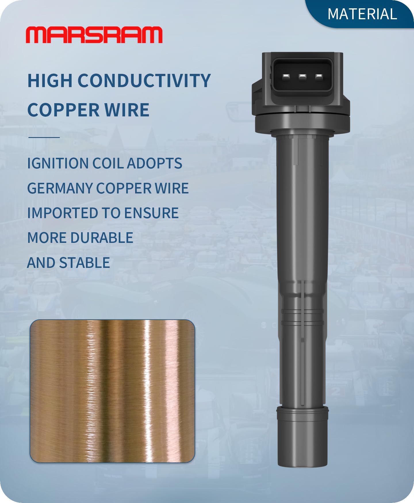 Marsram spark plug electrode detail showing corrosion resistance