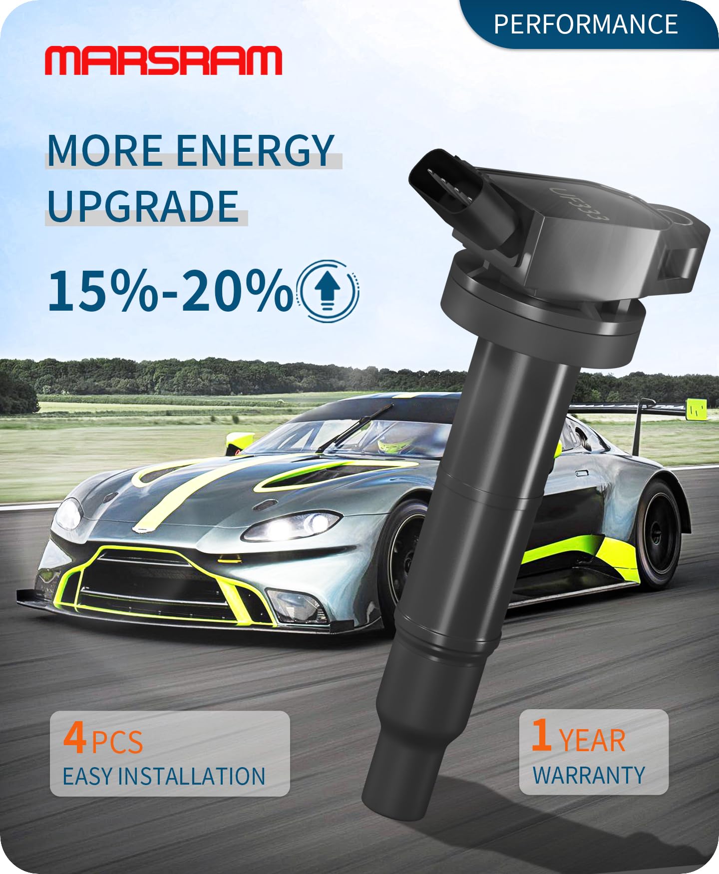 Marsram spark plug double-iridium electrode detail promoting longer spark life and efficiency