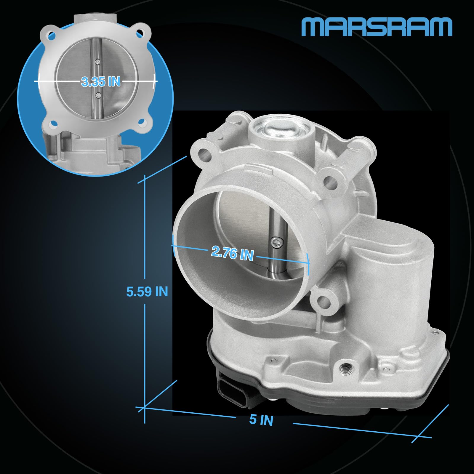 Marsram throttle body OEM label closeup confirming compatible reference numbers
