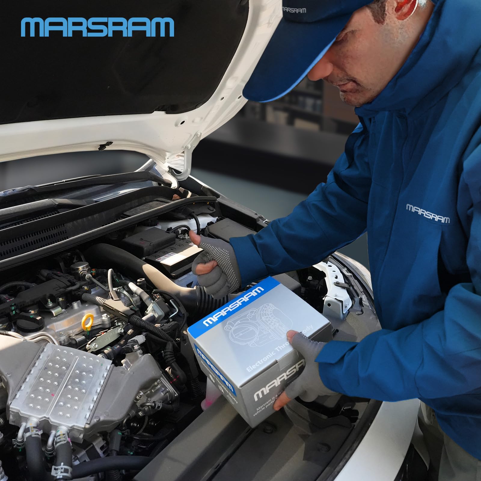 Marsram throttle body next to ruler showing compact dimensions for accurate fit