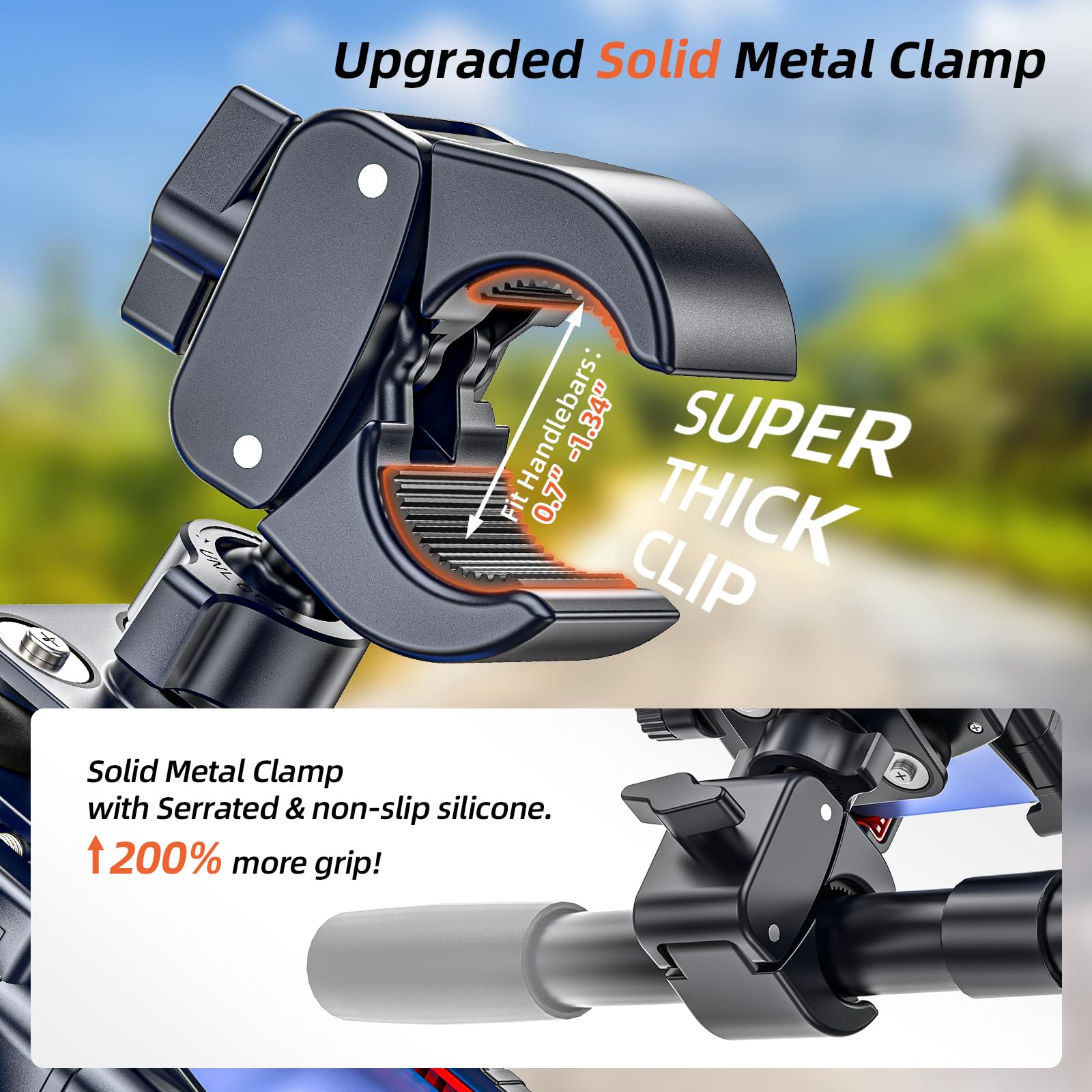 Marsrider sturdy handlebar clamp with scale fitting 17–42mm bars securely