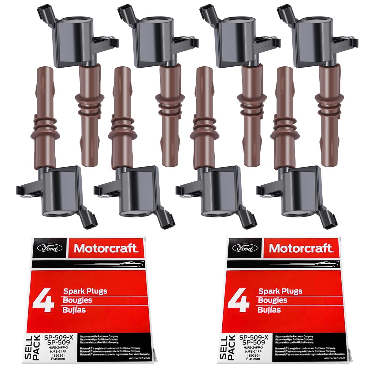 MAS front packaging showing the full coil and spark plug kit benefit