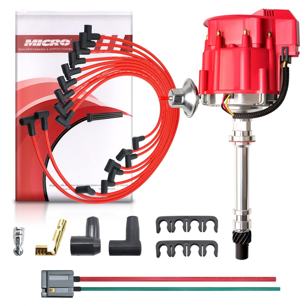 MAS distributor front view showing red cap and precise fit benefit