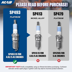 Motorcraft SP493 spark plug closeup with MAS compatibility for reliable ignition
