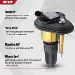 MAS ignition coil installed on engine demonstrating direct-fit convenience