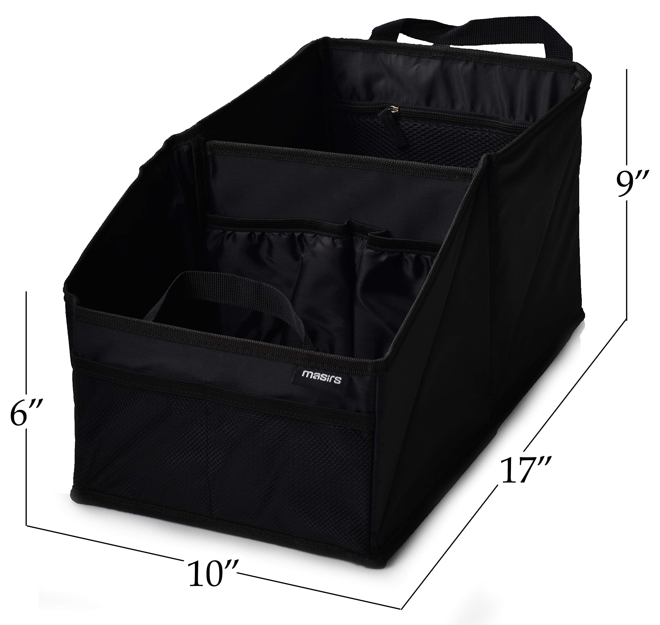 Masirs folded flat for compact trunk or under-seat storage convenience
