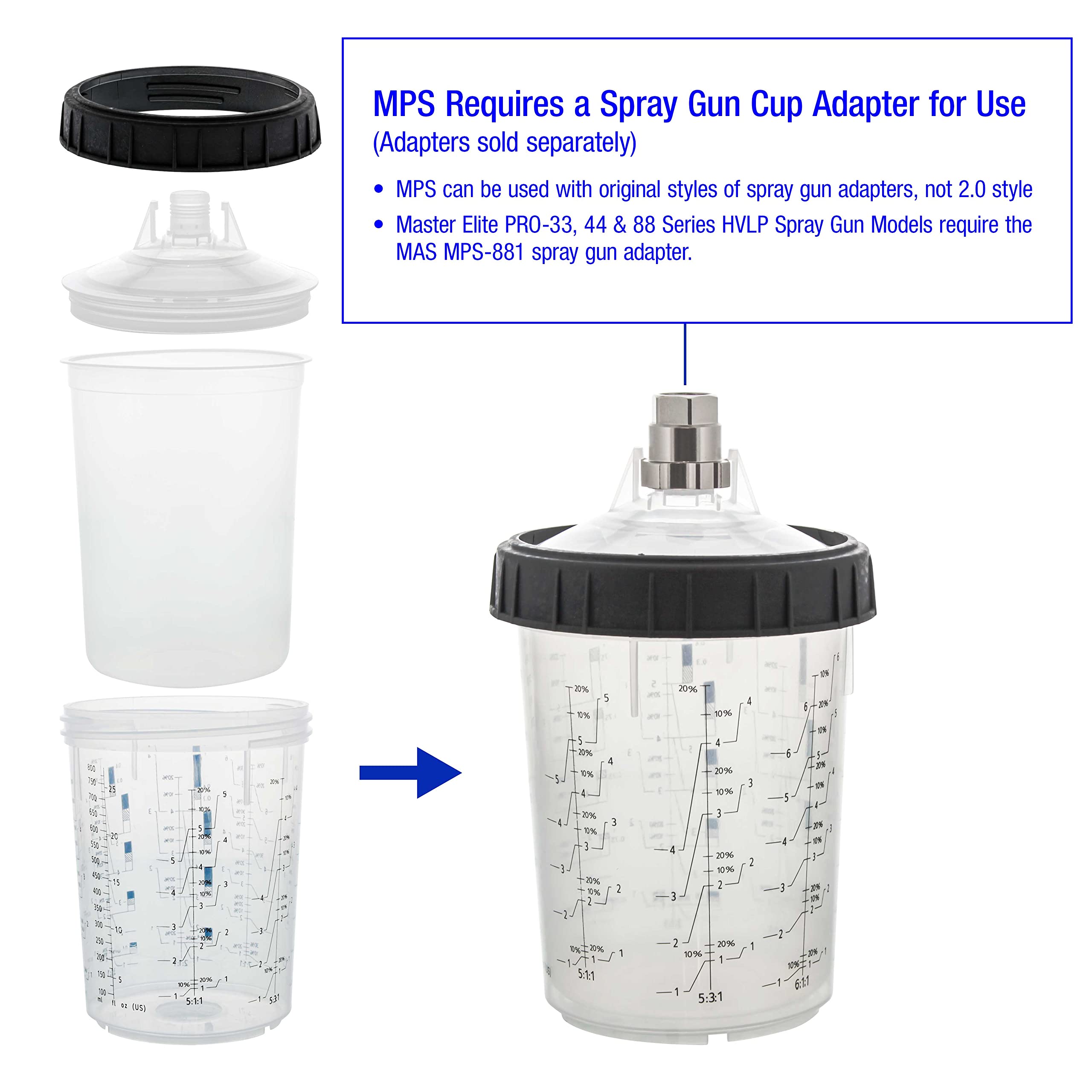 Master Airbrush MPS lid strainer detail with 125-micron mesh preventing spray gun clogs