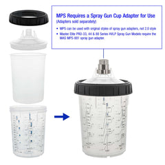 Master Airbrush MPS lid strainer detail with 125-micron mesh preventing spray gun clogs