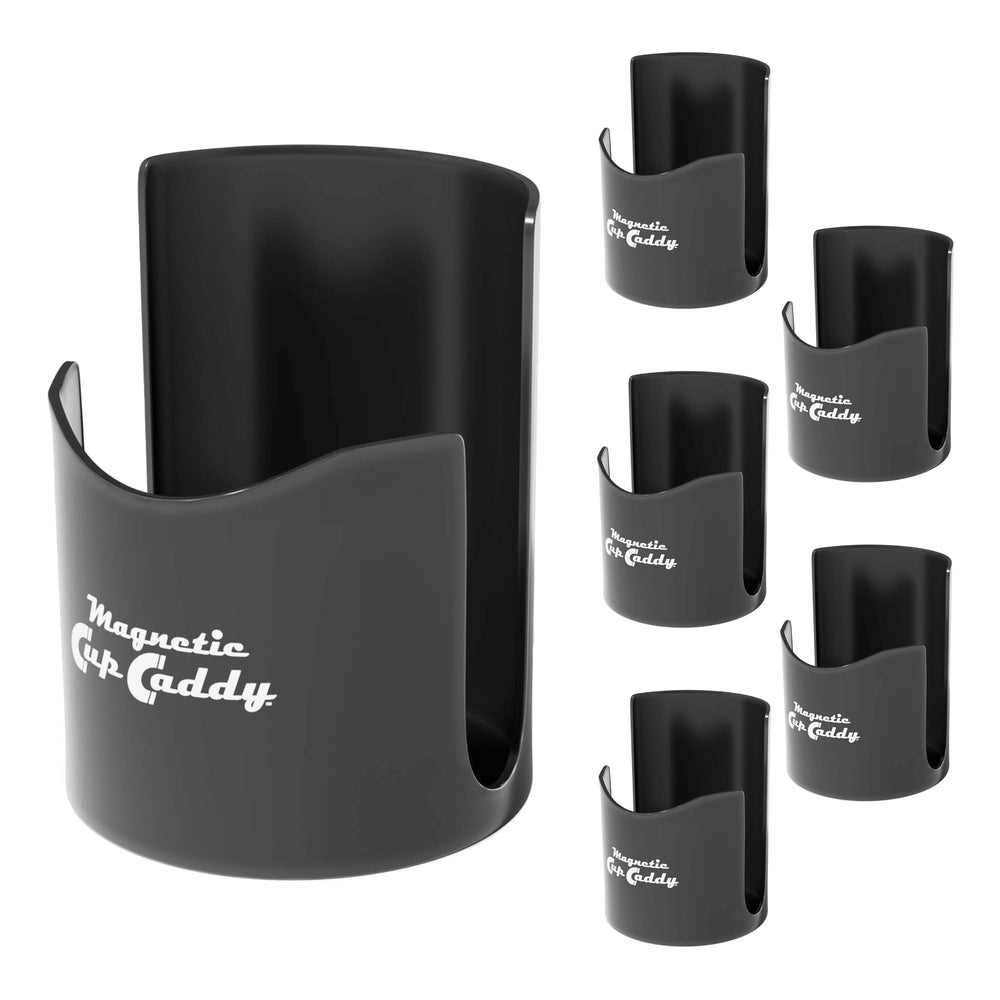 Master Magnetics front view of black cup caddy showing durable finish and compact size