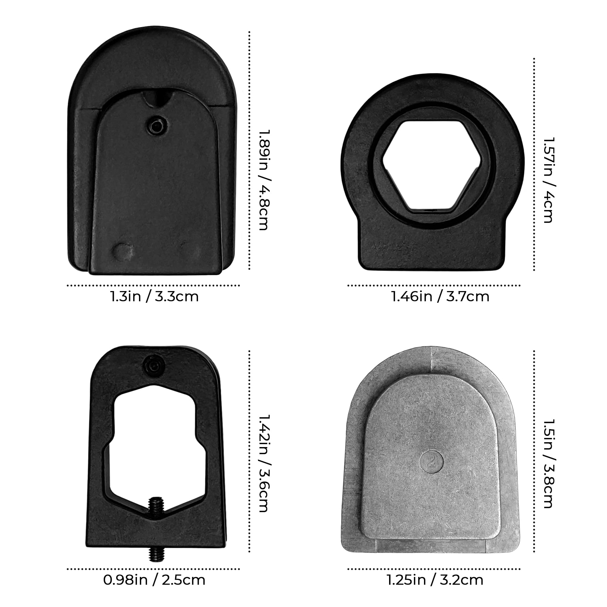 Master Tailgaters close-up of threaded screw and plate for reliable mirror attachment