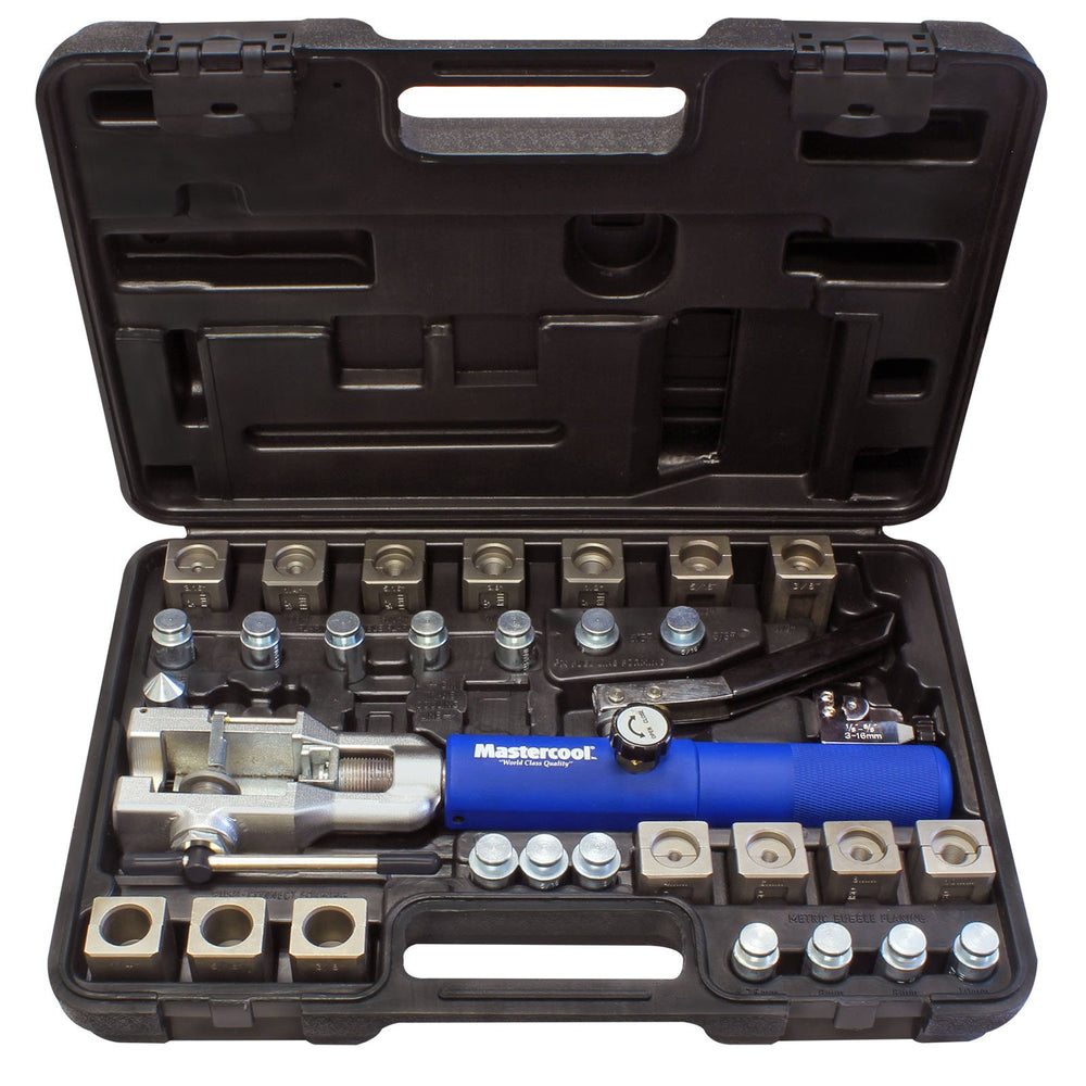 Mastercool 72475-PRC front view showing kit layout and benefits of organized components