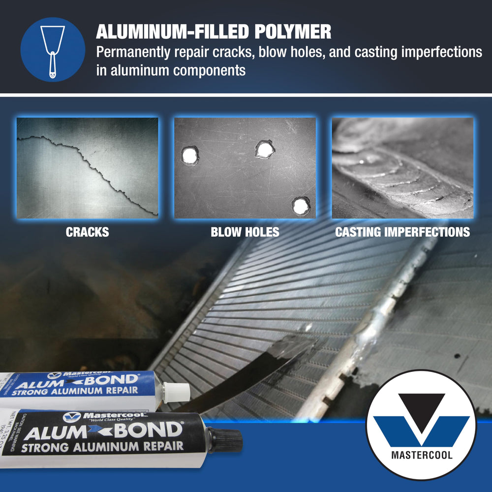 Mastercool alum bond machined repair closeup showing clean drilled and tapped finish