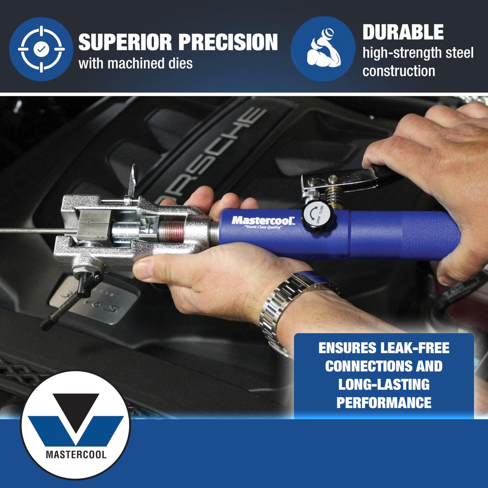 Mastercool hydraulic ram engaged producing consistent flares and reducing fatigue