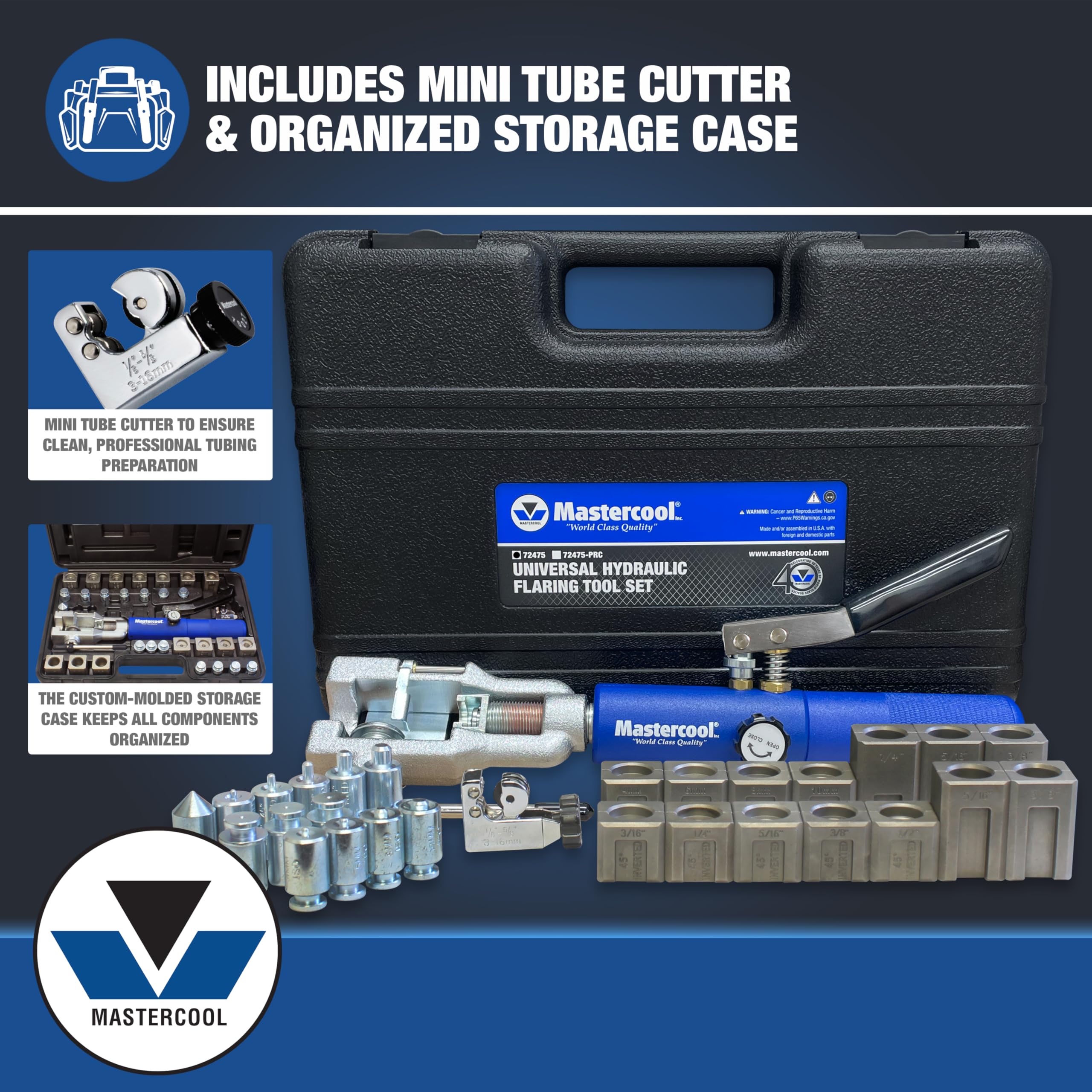 Mastercool kit in workshop use forming a brake line flare with professional speed