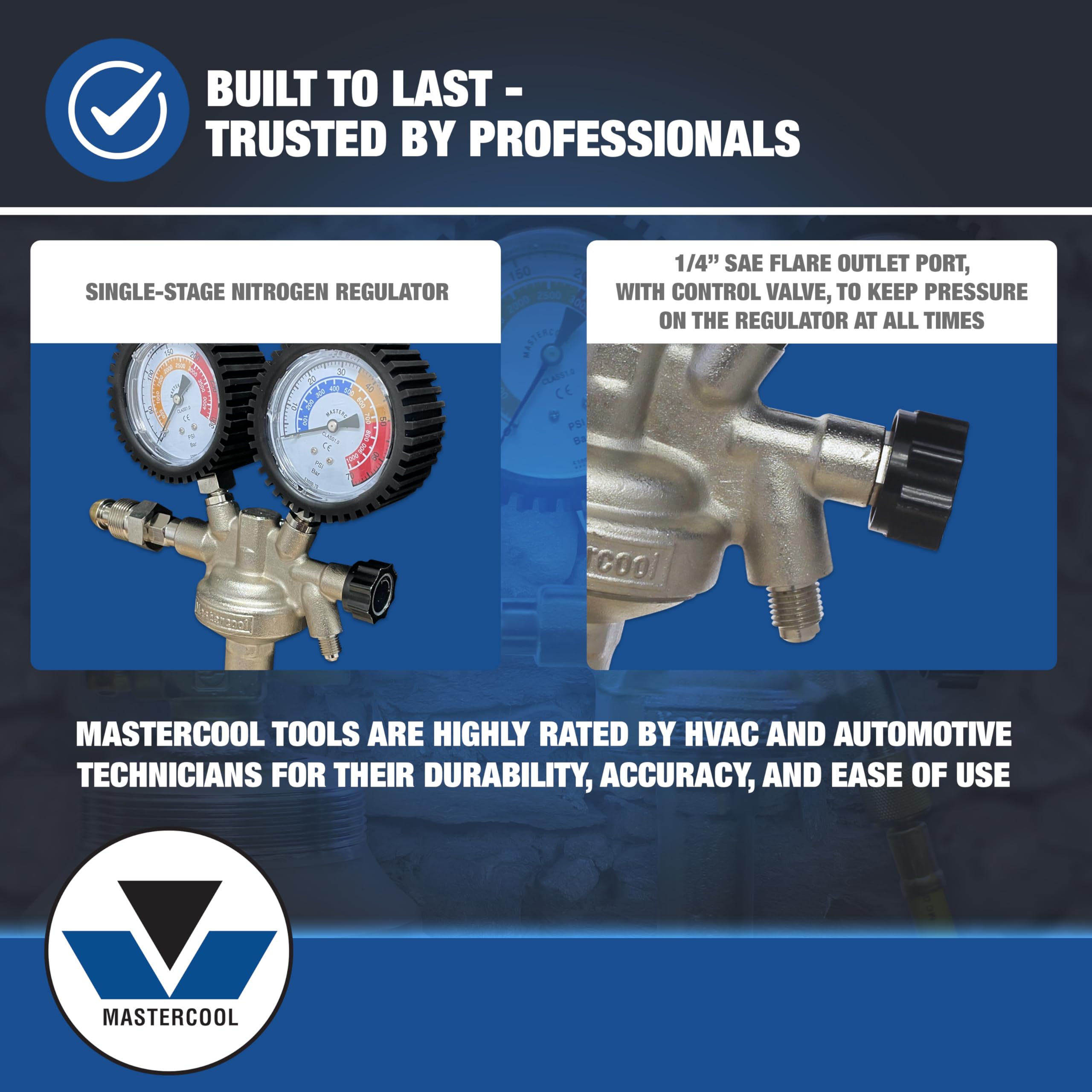 Mastercool leak testing adapter with gauges for accurate system diagnostics