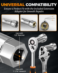 MateAuto extension bar and handle image illustrating reach into recessed threads