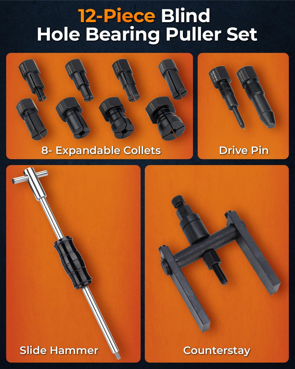 MateAuto 360mm slide hammer full-length for strong controlled pulls