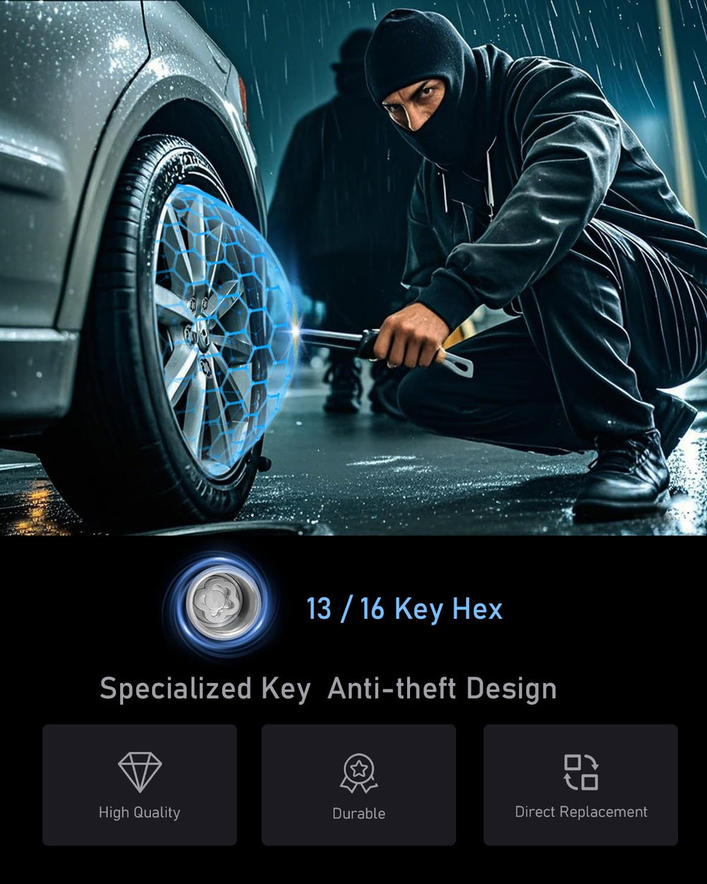 Maureen wheel lock in garage lifestyle scene showing protection and practical use