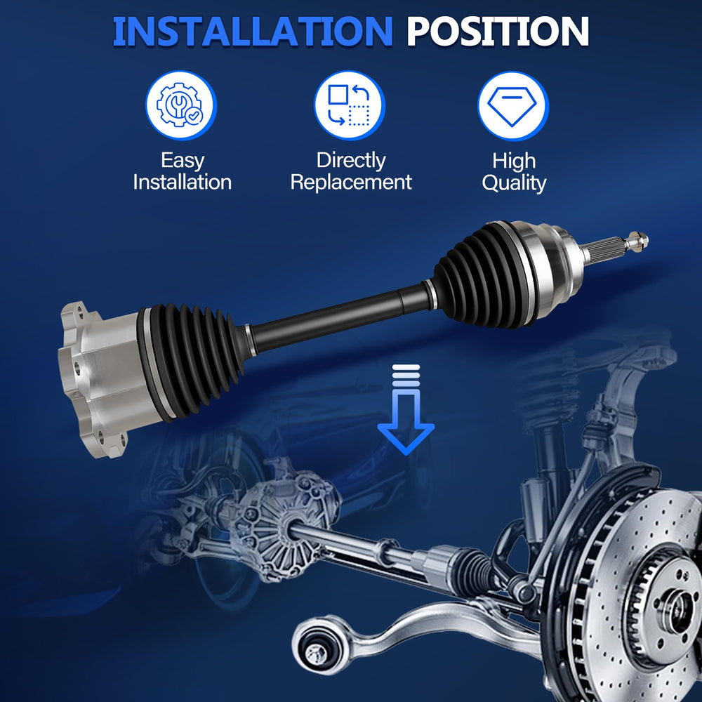 Maxfavor axles installed under a Tahoe showing straightforward replacement benefit