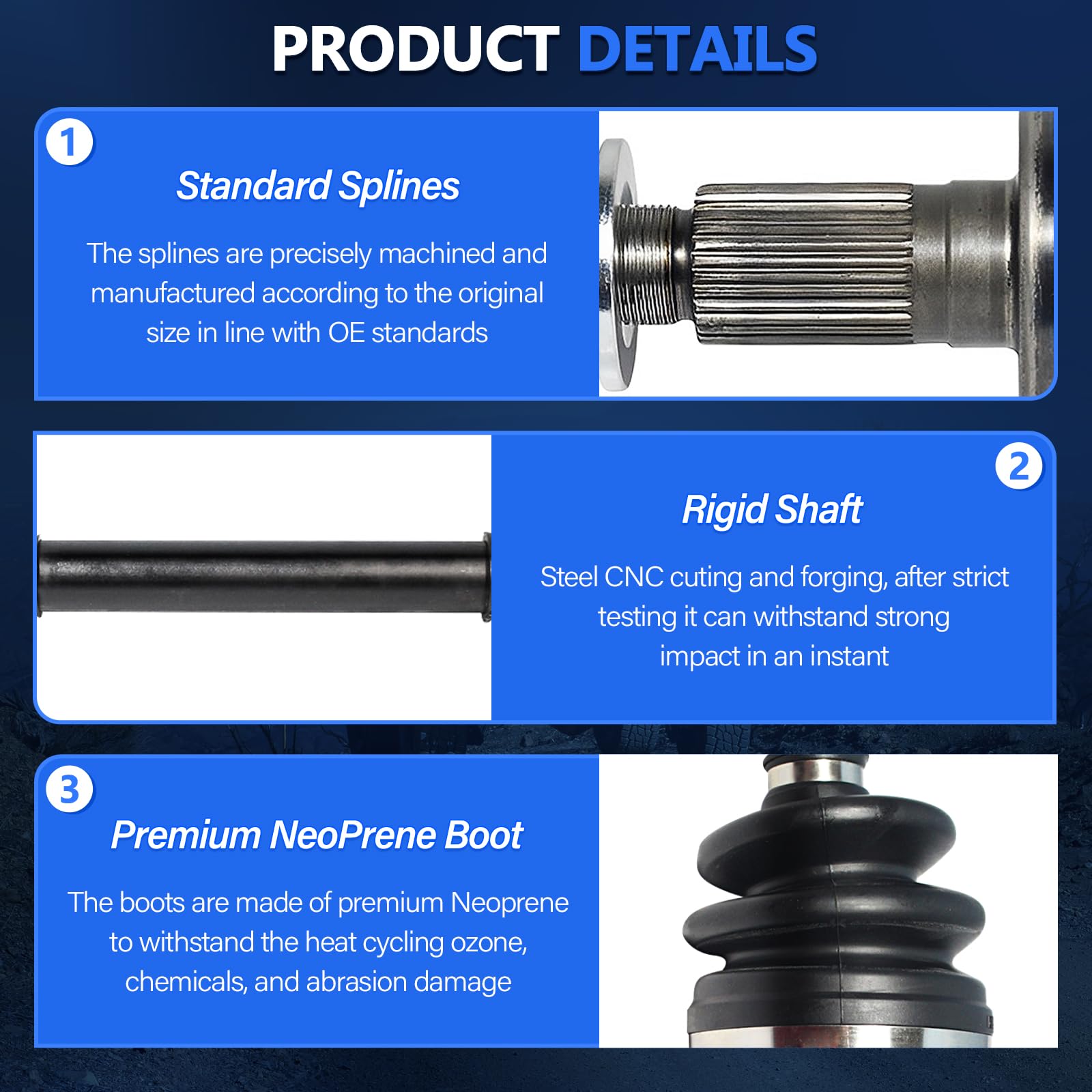 Maxfavor right axle CV joint detail showing precision machining for smooth operation