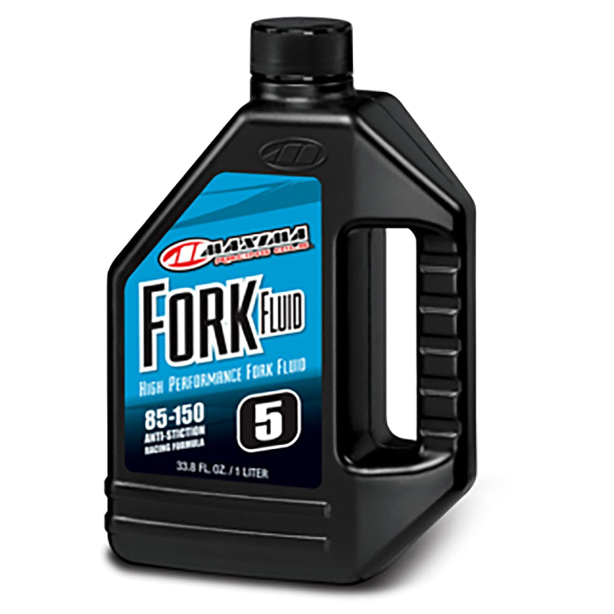 Maxima bottle front label showing brand and 5WT benefits for smooth forks