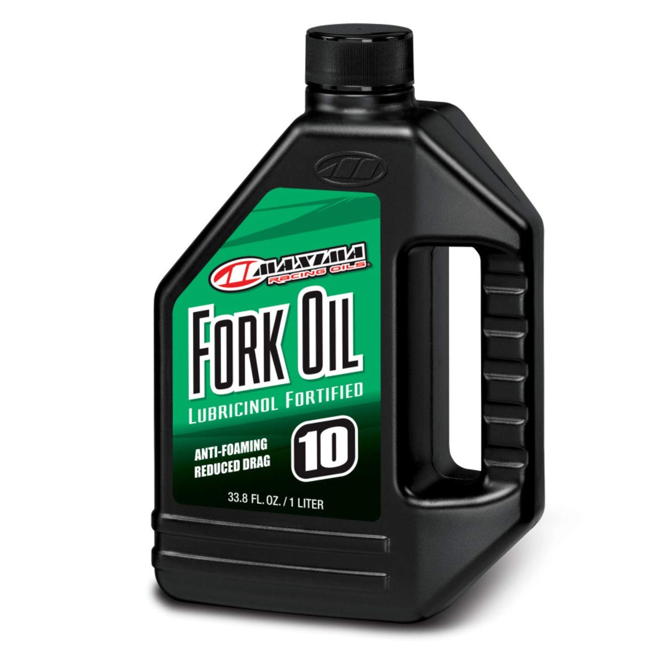 Maxima 10wt fork oil front bottle image showing volume and label benefit for maintenance