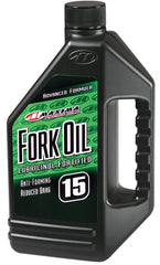 Maxima 15WT fork oil bottle front view shows label and easy-pour top for service