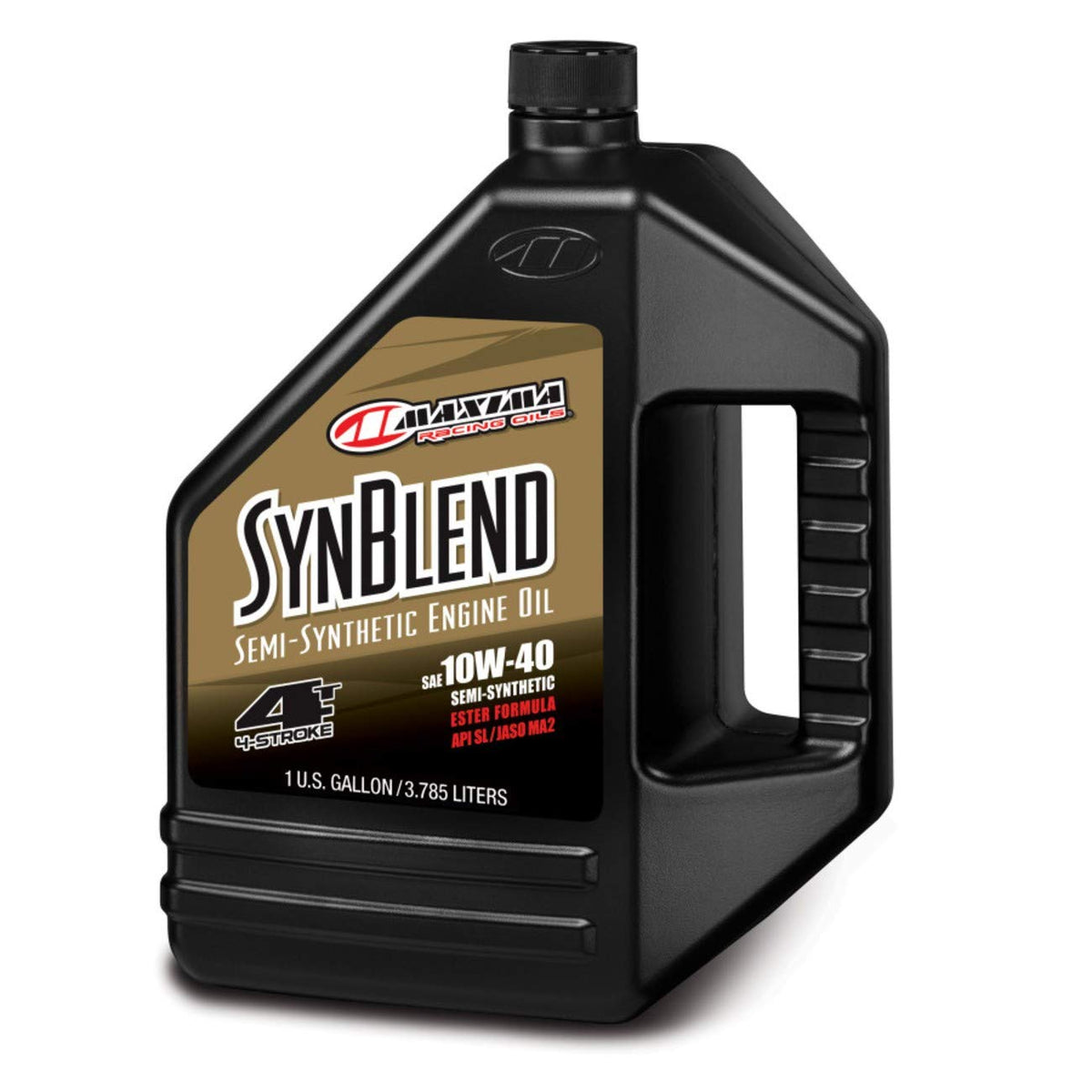 Maxima Syn Blend Ester 10W40 front label showing specs and protection