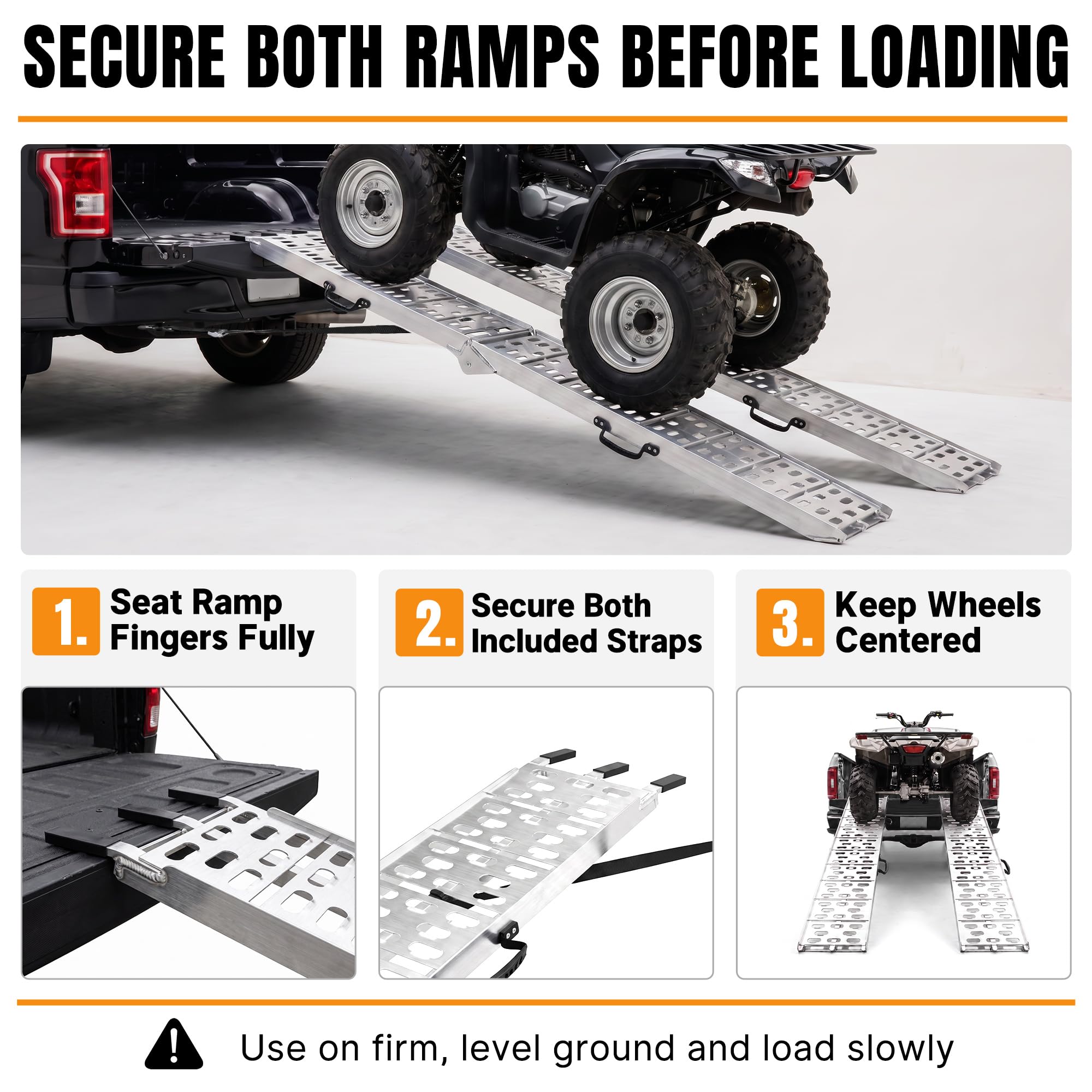 MAXIVAMN ramps in use as ATV climbs ramp demonstrating stable loading