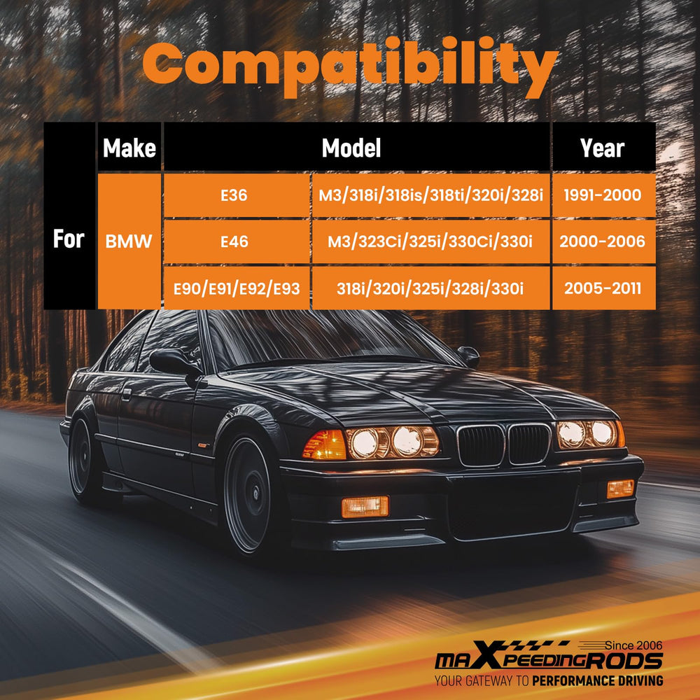 maXpeedingrods end link adapters laid out showing adjustable lengths and fit options