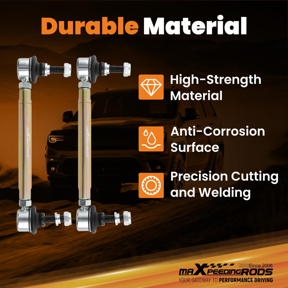 maXpeedingrods end links installed on front suspension demonstrating improved fit and stability