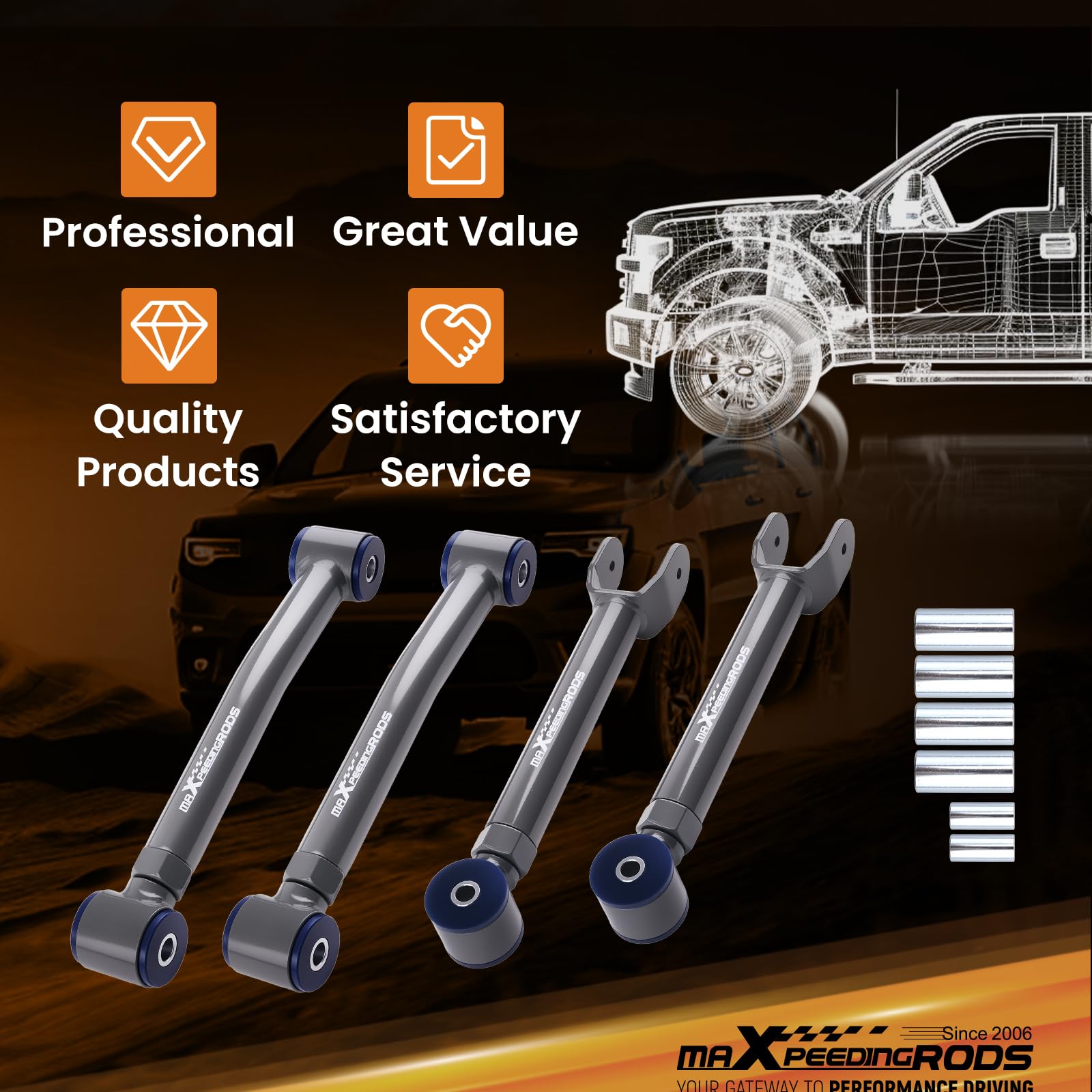 maXpeedingrods on lifted Jeep offroad lifestyle showing improved handling benefit
