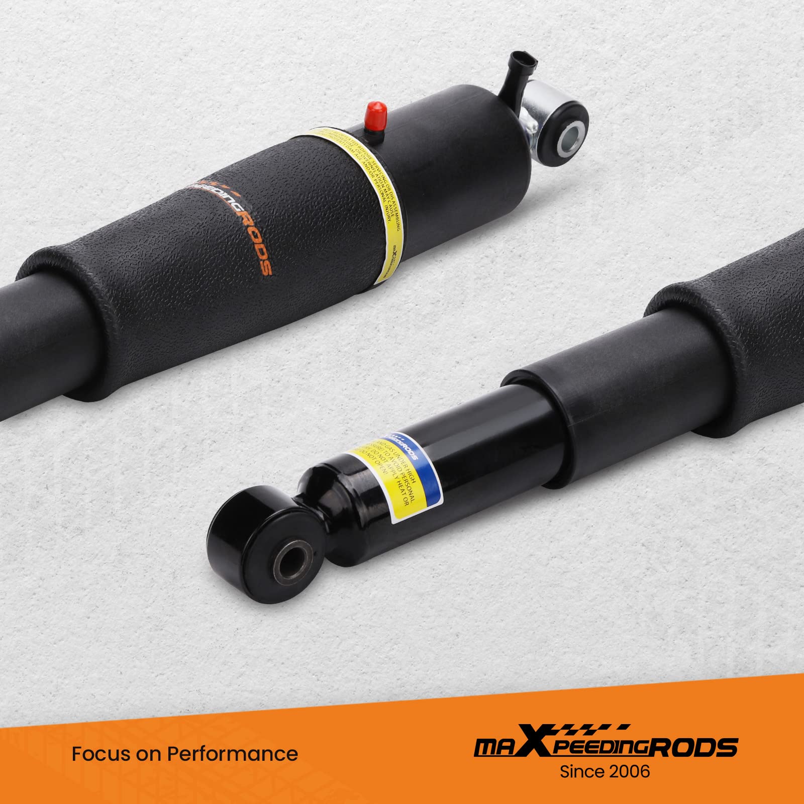 maXpeedingrods shock beside ruler for scale showing compact fit and correct dimensions