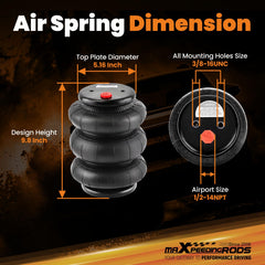 maXpeedingrods triple bellow side profile for increased volume and load support