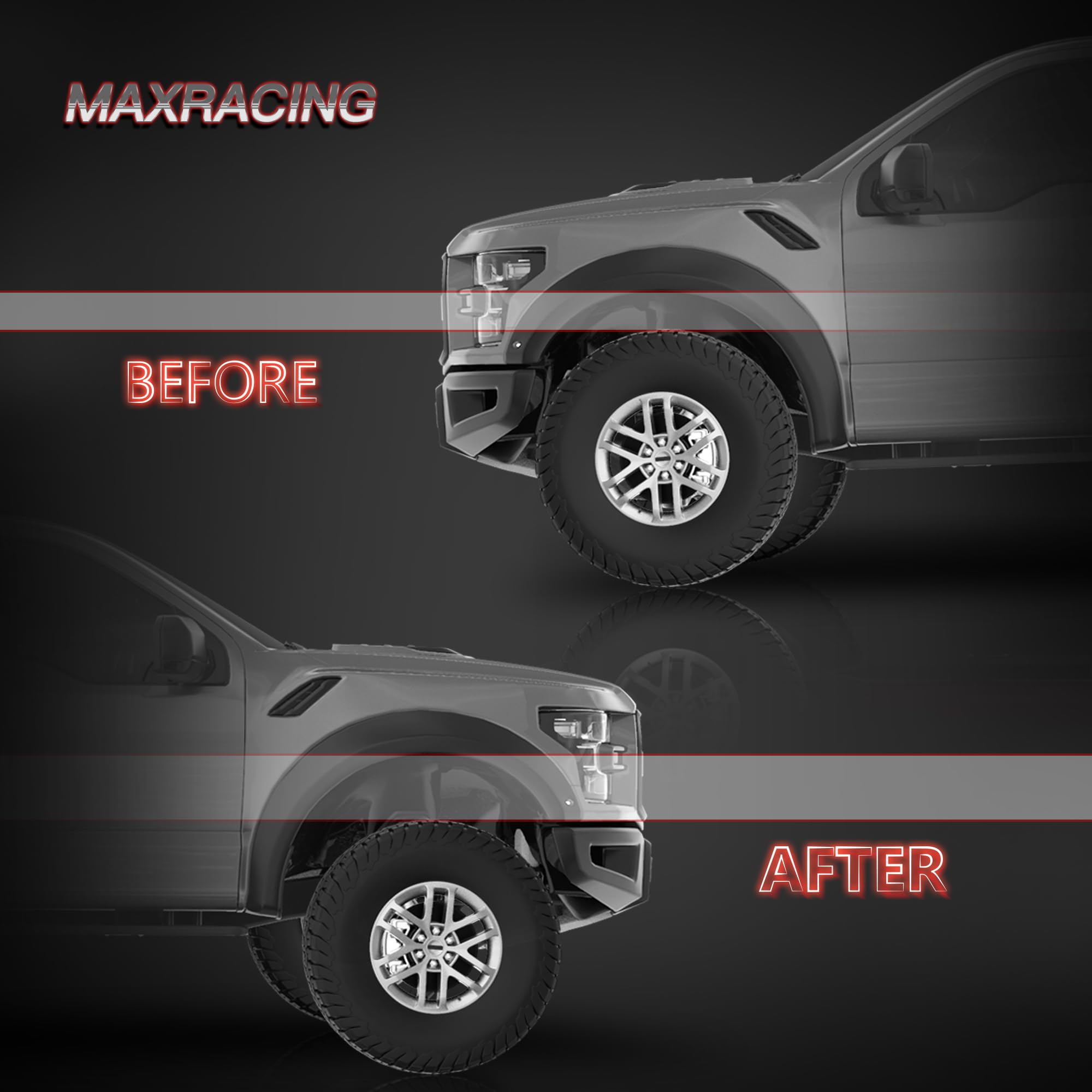 MAXRACING-equipped truck parked in driveway showing improved appearance