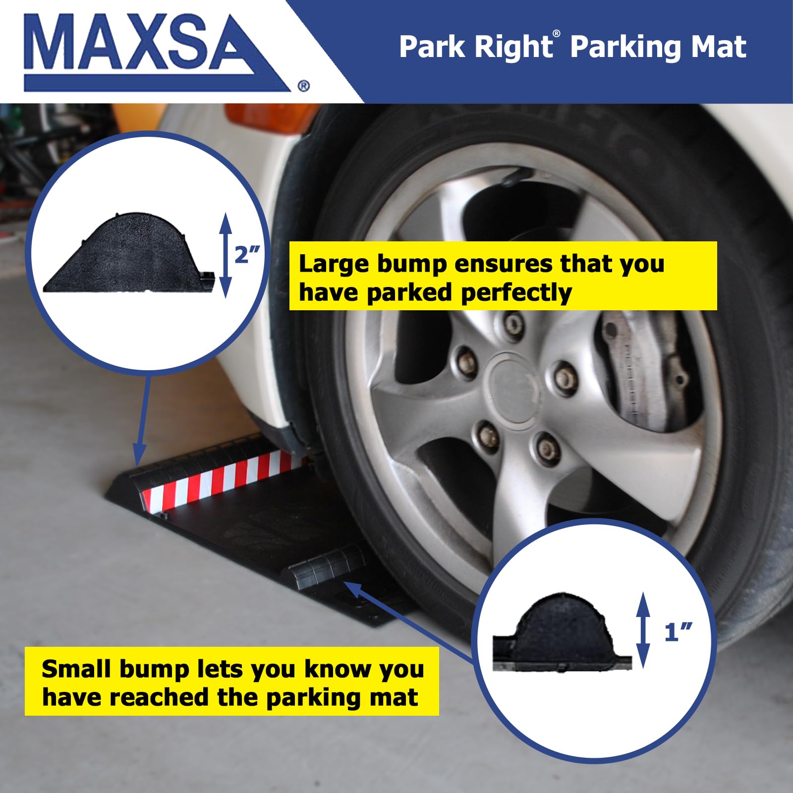 Maxsa reflective tape visible at night improving headlight visibility and safe garage entry