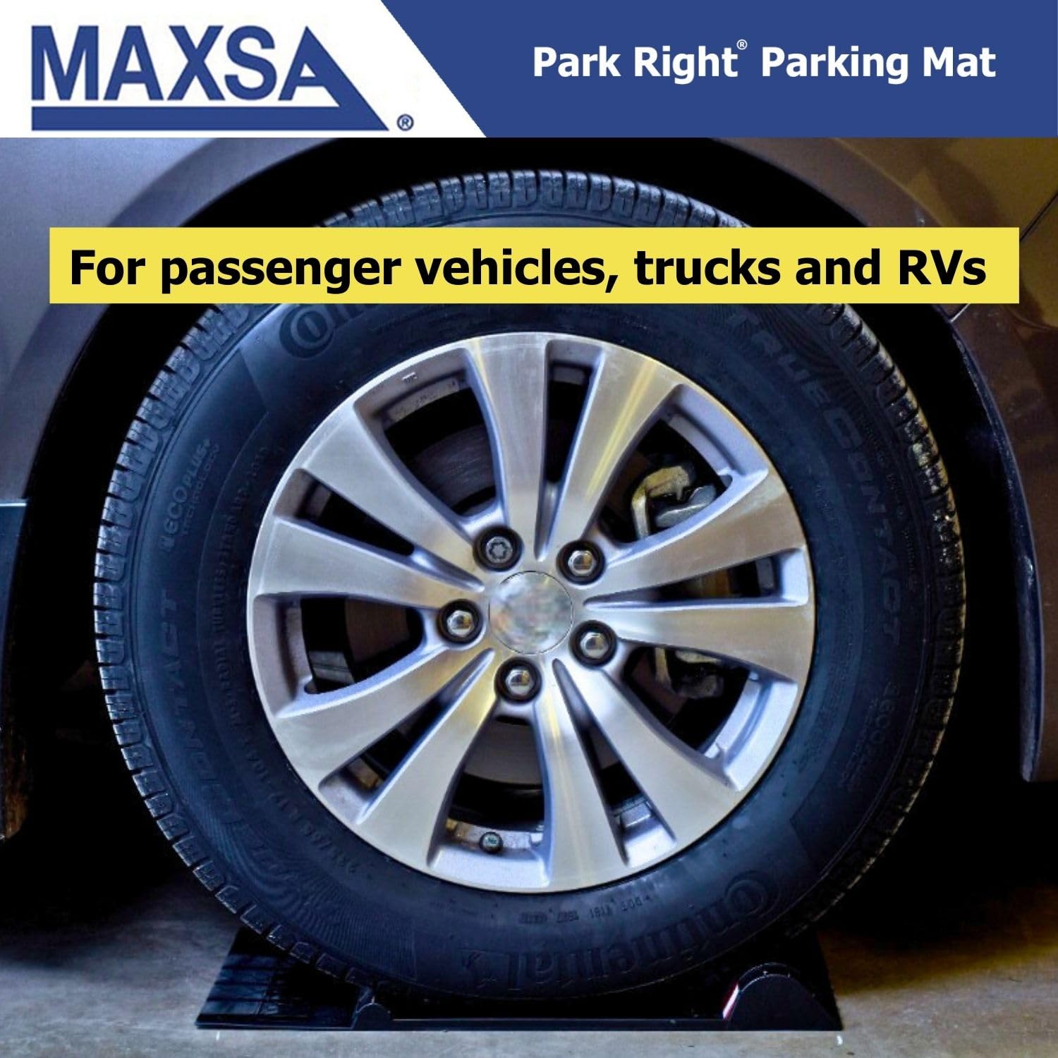 Maxsa mat positioned for RV and boat parking illustrating compatibility and space saving