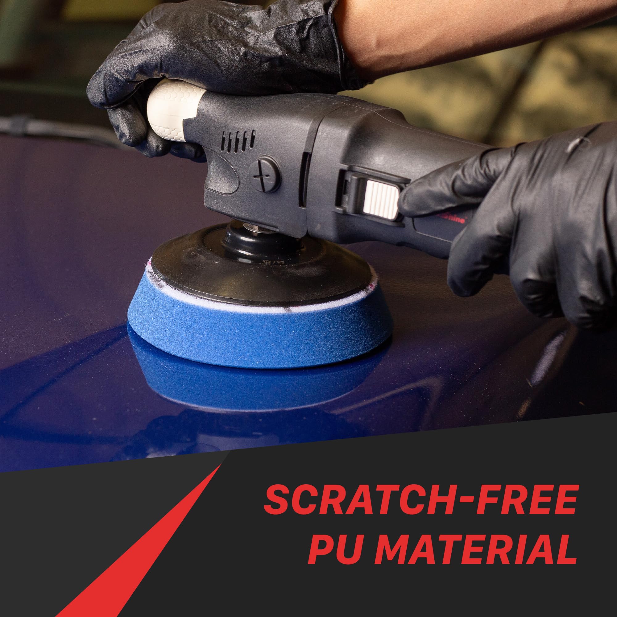 Maxshine in use on rotary polisher demonstrating stable polishing performance
