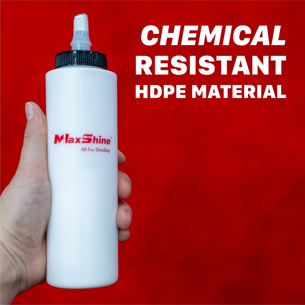Maxshine label and measurements visible for quick product ID and volume checks