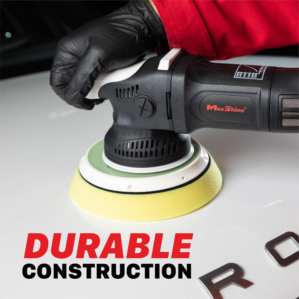 Maxshine hex-bolt mount connection showing 5/16" thread for stable polisher attachment