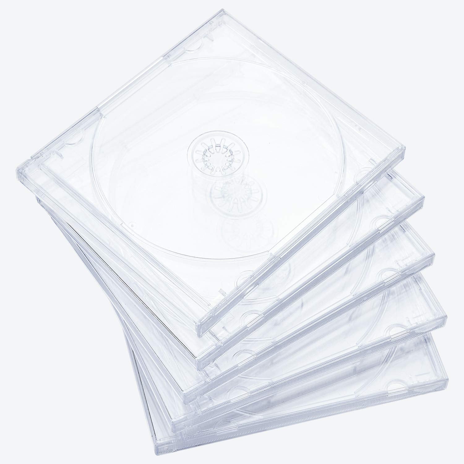 Maxtek clear jewel case front view showing visible disc artwork and protection