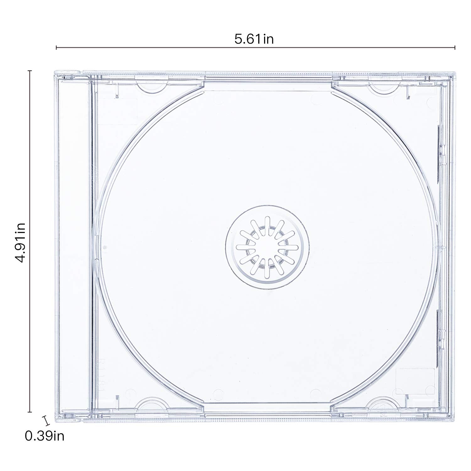 Maxtek open jewel case close-up of assembled clear tray highlighting secure hub