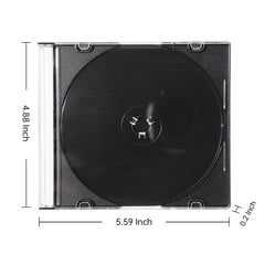 Maxtek slim jewel case black tray closeup highlighting secure disc support benefit