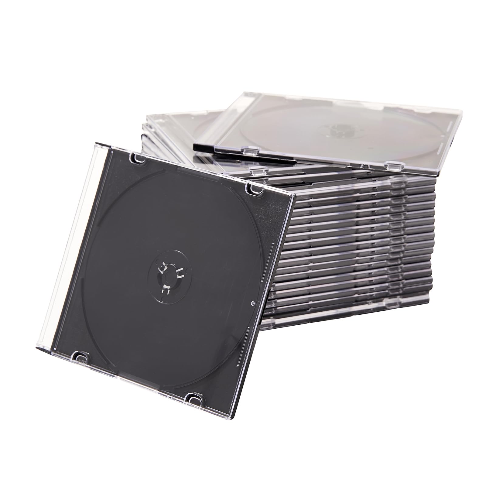 Maxtek slim jewel case side profile beside ruler demonstrating slim space-saving benefit