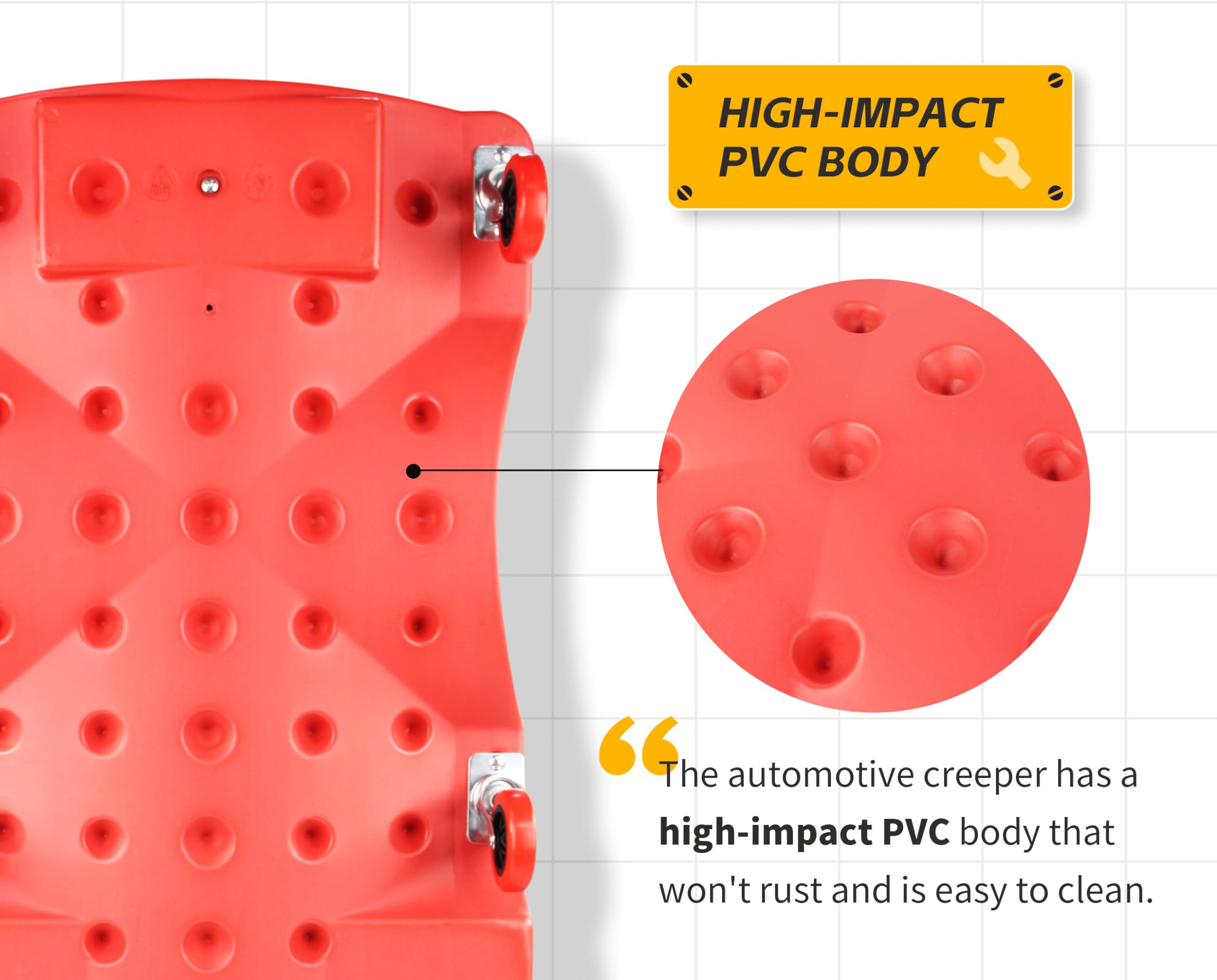 MaxWorks lifestyle shot mechanic using creeper to access vehicle underside efficiently