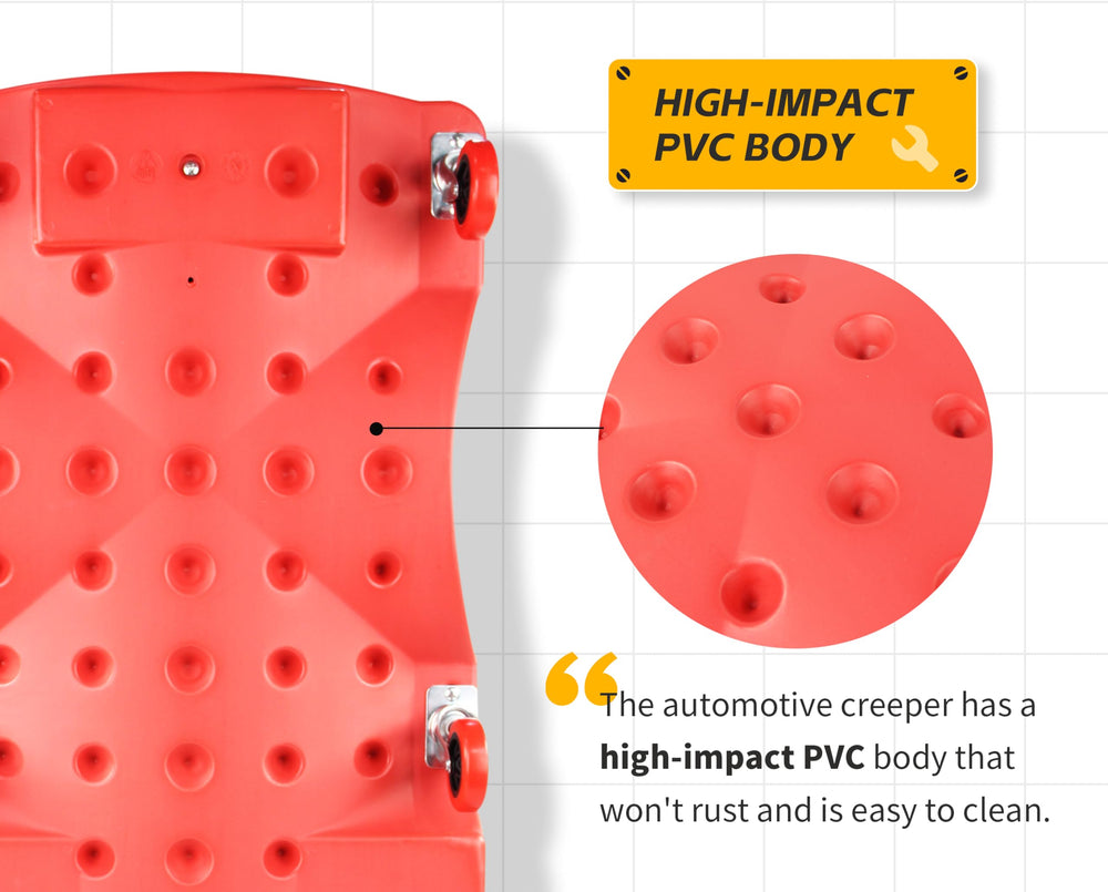 MaxWorks lifestyle shot mechanic using creeper to access vehicle underside efficiently