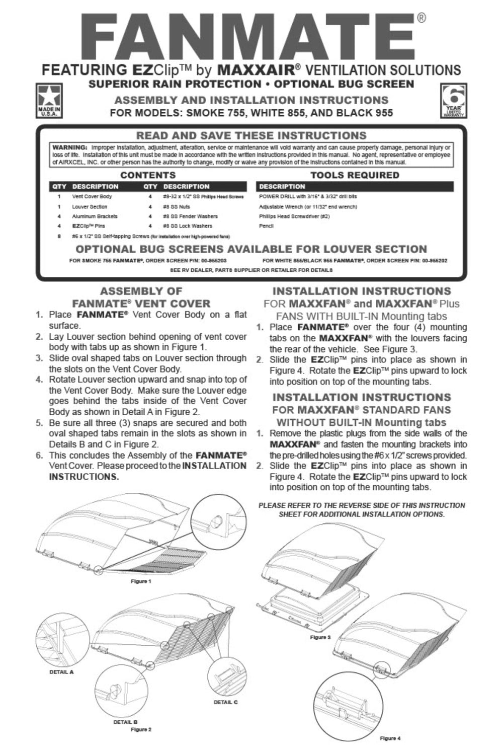 maxxair label and mounting points highlighting straightforward installation