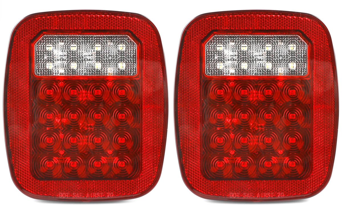 MAXXHAUL front view of square tail light shows clear lens and durable housing benefit