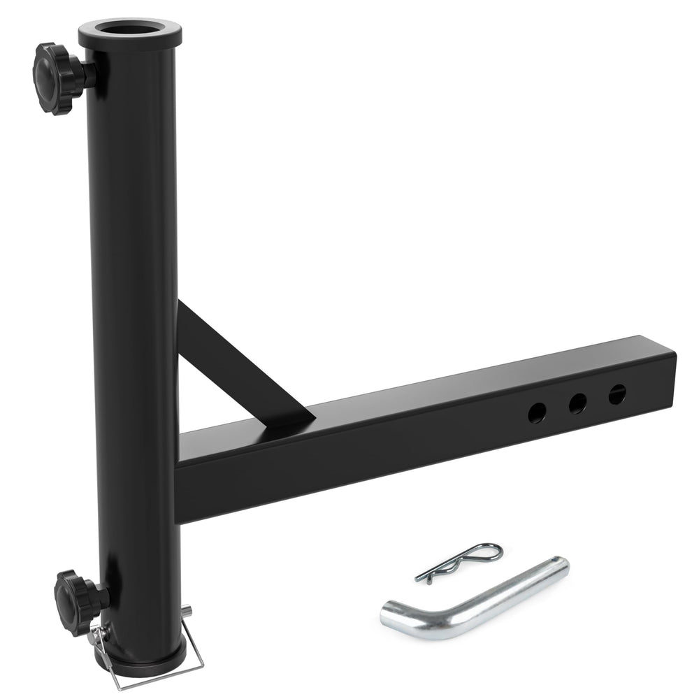 MAXXHAUL front view mounted in 2-inch hitch for secure flag display