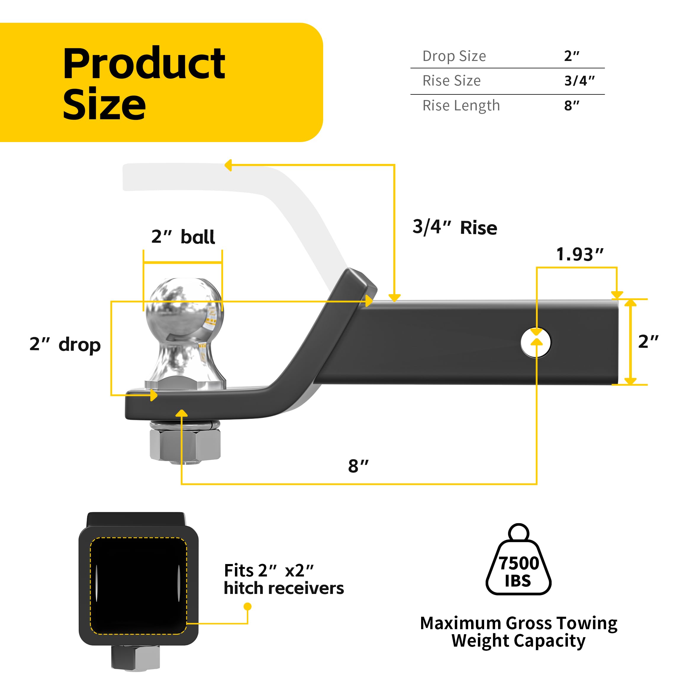 MAXXHAUL chrome 2 inch hitch ball close-up highlighting corrosion resistance and smooth surface